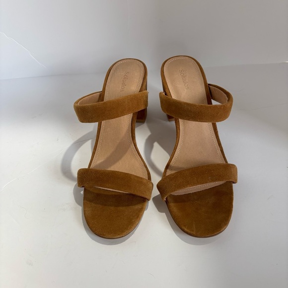 Soludos Ines Tan Open-Toe Double
Strap Suede Block Heel Sandals Size - Picture 1 of 5
